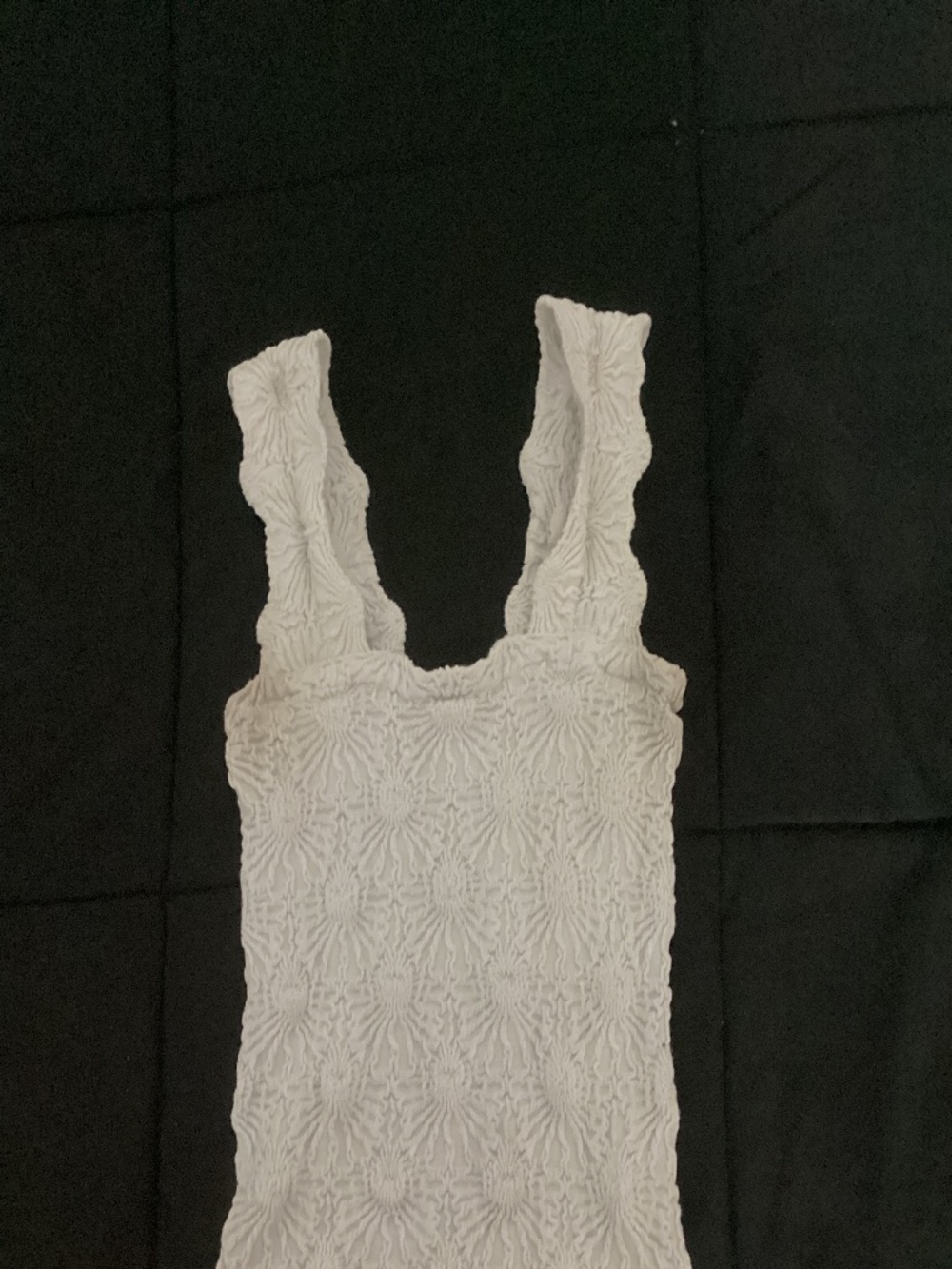 White TRENDY Summer Textured White Tank Top